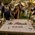 Hand-Stitched Embroidered Wedding Guest Book Canvas Banner, Personalized Last Name Sign