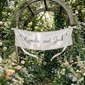 Fabric Lace Wedding Welcome Sign,Custom Romantice Ceremony Reception Banner,Custom Linen Garden Signage,Wedding Sweetheart Table Signs
