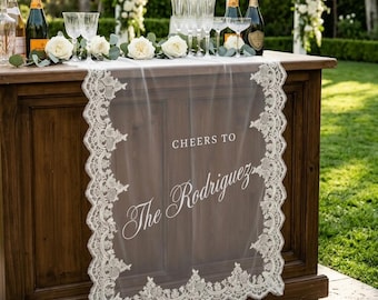 Custom Lace Sheer Wedding Bar Sign,Elegant Wedding Drink Station decor,Minimalist Wedding Cocktail decor