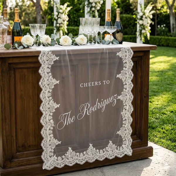 Custom Lace Sheer Wedding Bar Sign,Elegant Wedding Drink Station decor,Minimalist Wedding Cocktail decor