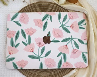 Soft Pink Floral Hand-Painted MacBook Case,New MacBook 2025 Air 15/13,Apple Laptop Sleeve,Pro 13/14/15/16,2025/2024,M1 M2 M3 M4,Laptop Case