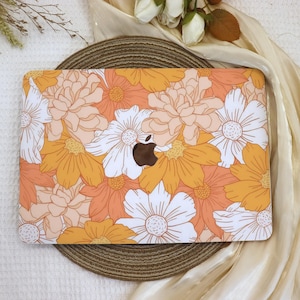 Orange Painting Flower MacBook Case,New MacBook 2025 Air 15/13 Cover,Apple Laptop Sleeve,Pro 13/14/15/16,2024/2022/2020,M2 M3 M4,Custom Case