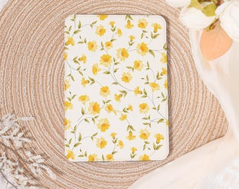 Gelb Blumenmuster Kindle PaperWhite 12/11 Hülle, Custom Kindle 2024/2022 Colorsoft Cover, PaperWhite 7, Passend für Kindle 8, mit Handschlaufe