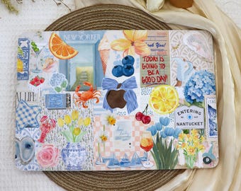Flowers Blue Collage MacBook Case,New MacBook 2025 Air 15/13 Cover,Apple Laptop Sleeve,Pro 13/14/15/16,2024/2022/2020,M3 M4,Custom Cover