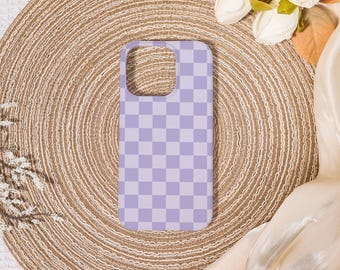 Purple Checkered Hard iPhone Case,Personalized Cover for iPhone 17/16/15/14/13/12 Pro Max,iPhone Air 16e SE XR,iPhone 13/12 Mini 8 Plus,Gift