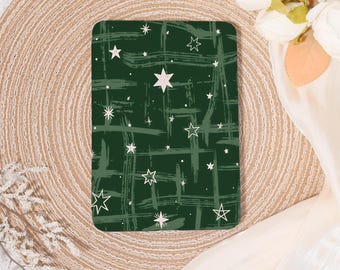 Dark Green Stars Hand-drawn Kindle PaperWhite 12/11th Case,Custom Kindle 2024 Colorsoft Cover,PaperWhite 7th,Fit Kindle 8th,With Hand Strap