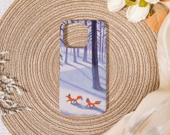 Winter Forest Fox Hard iPhone Case,Personalized Cover for iPhone 17/16/15/14/13 Pro Max,iPhone Air 16e SE XR,iPhone 13/12 Mini 8 Plus,Gift