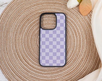 Purple Checkered iPhone Case,Personalized Cover for iPhone 17/16/15/14/13 Pro Max,iPhone Air 16e SE XR,iPhone 13/12 Mini 8/7 Plus,Christmas
