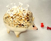 Hedgehog Ceramic Push Pin Tooth Pick Holder for Entertaining Stoneware Pottery
