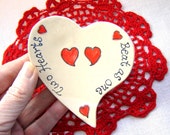 White Wedding Dish Two Hearts Beat As One text in Heart Shape