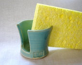 Sponge Holder in Turquoise Cleaning Accessory for Kitchen or Bathroom Sink