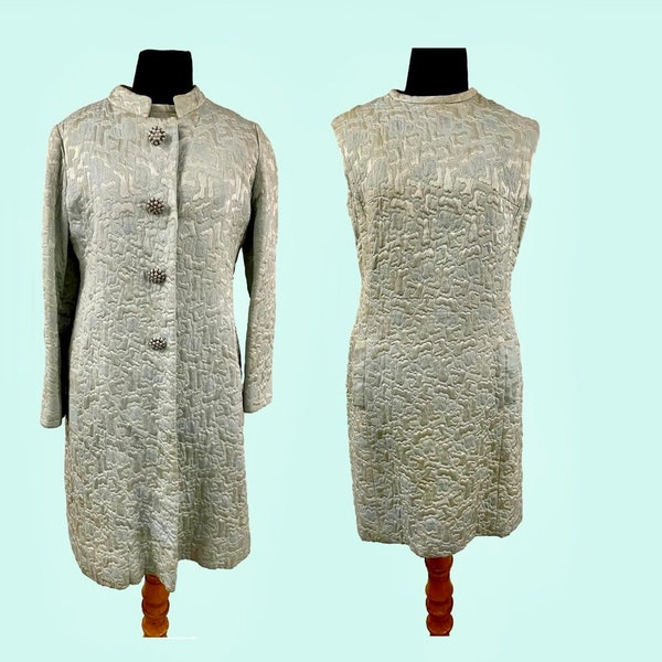 Vintage 1960s Luxury Two Piece Mod Dress and Coat Set  M