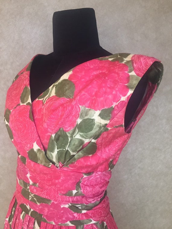 1960s Vintage Pink and Green Floral GiGi Young Lab
