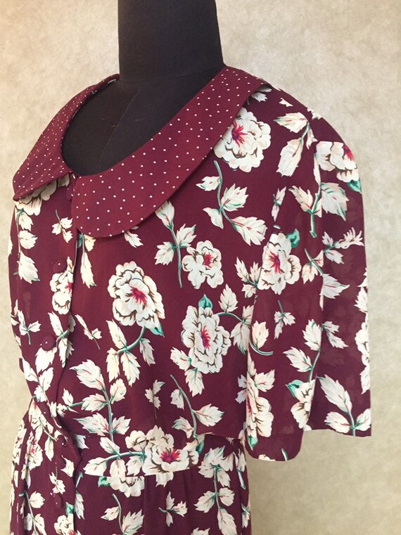Vintage 1980s does the 1940s Burgundy Floral and P