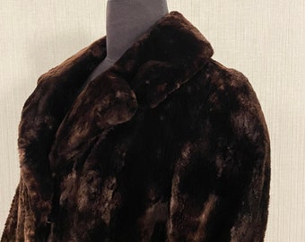 Vintage Deep Brown Sheared Beaver Fur Coat  S  M