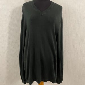 Vintage Modern Luxury Black Silk Cashmere Blend V Neck Sweater  L