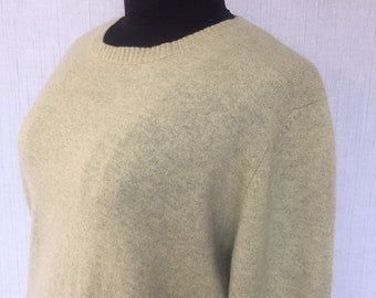 Vintage Modern Luxury Soft Pale Green Cashmere Crewneck Sweater M L