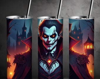 Vampire 20oz Tumbler Wrap, Halloween Sublimation Design, Digital Download PNG, Dracula Tumbler Wrap PNG
