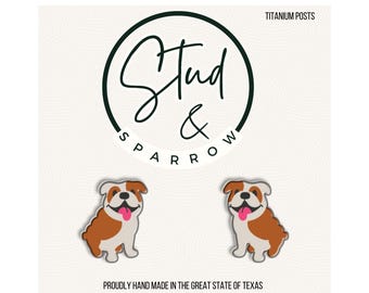 Bulldog Earrings | Puppy Studs | Adorable Dog Lover Gift | Acrylic Hypoallergenic | Pet Mom Jewelry