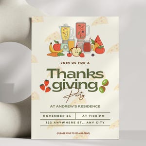 Thanksgiving-Einladungsvorlage Urlaubseinladung Thanksgiving-Dinner-Einladung Bearbeitbar Thanksgiving-Partyeinladung Sofort-Download