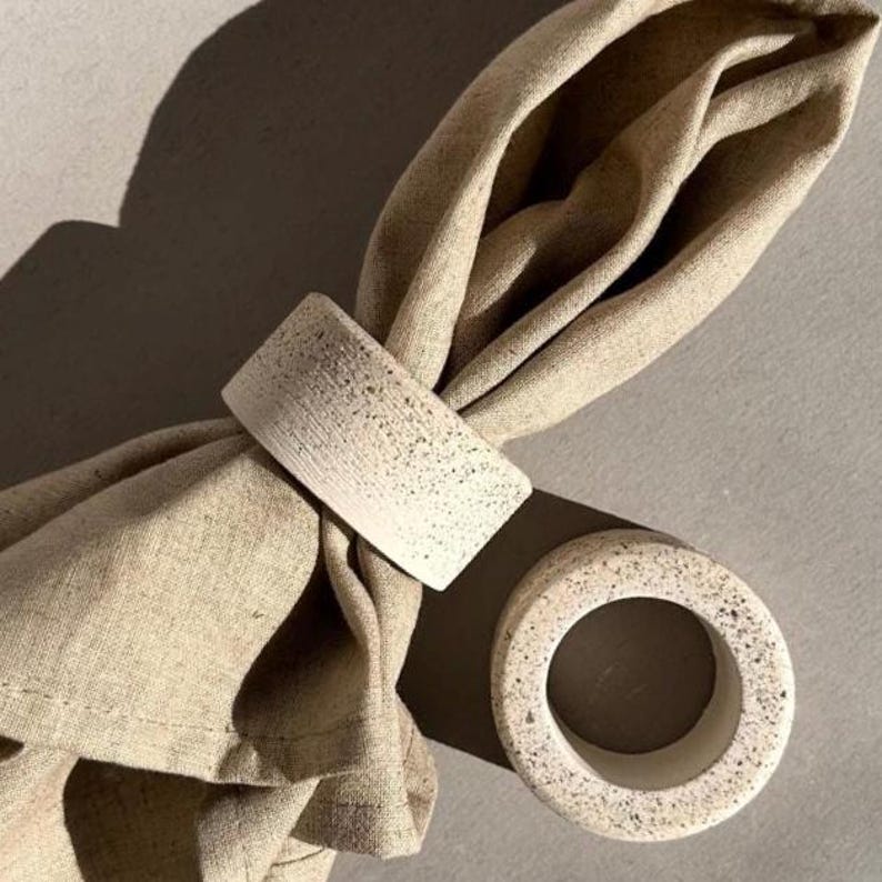 Curated visual reference: Picture Idea: Concrete Napkin Rings Minimalist Table Decor Dining Room For Organic