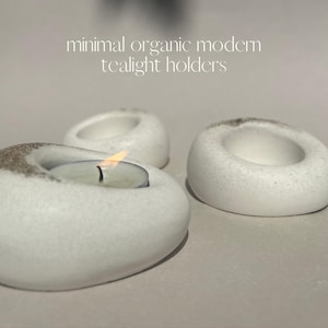 Handmade Stone Sand Tealight Holder Set: Organic Modern Coffee Table Decor