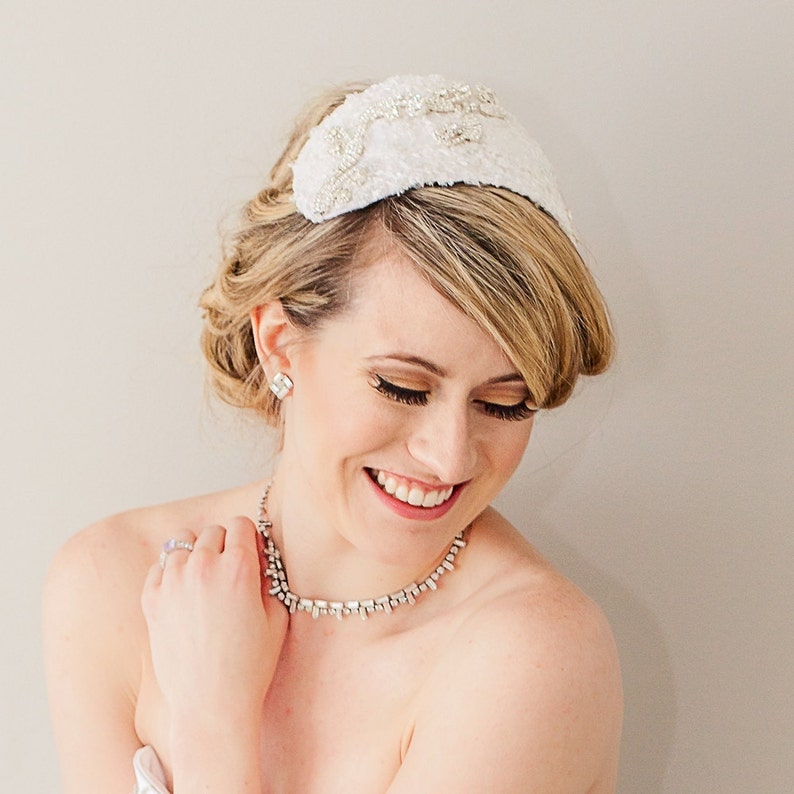 white lace headpiece