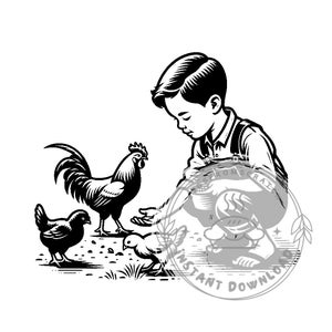 Pacchetto SVG di bambini che allattano i polli