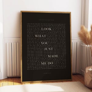 Look What You Made Me Do Printable Poster, Swift Lyric Wall Art, Motivational Print, TS Music, Girlie Home Decor, Digital Download
