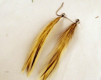 cruelty free Feather Earrings natural black and white