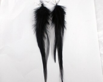 Raven black Feather Earrings