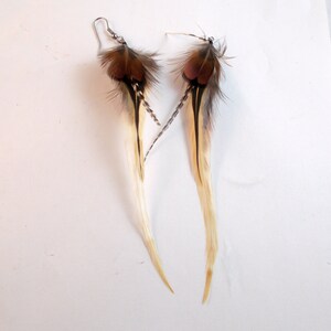 natural feathers boho hippie feather earrings hand made natural feathers real feathers image 1