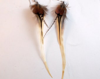 natural feathers boho hippie  feather earrings hand made natural feathers real feathers