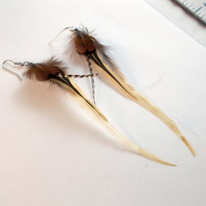 natural feathers boho hippie feather earrings hand made natural feathers real feathers image 2