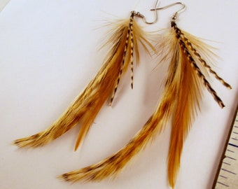 feather earrings hand made Color me natural natural