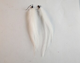 Natural white Feather EarringsCruelty Free  real feathers sterling silver