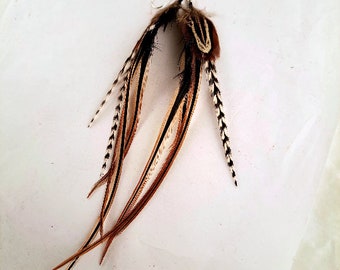 golden tails  feather earrings hand made all natural feathers long