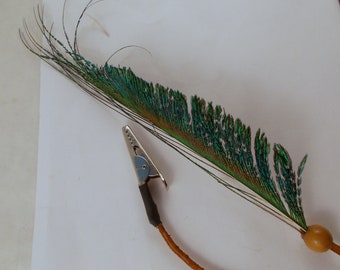 Peacock Feather hair clip natural