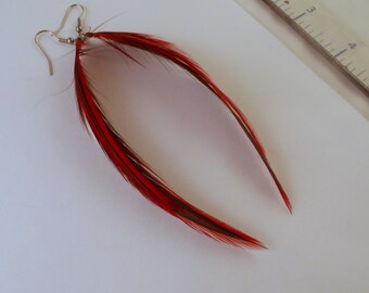 long Feather Earrings red badger