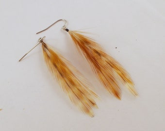 Real Feather Earrings Chinchilla Short Natural