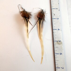 natural feathers boho hippie feather earrings hand made natural feathers real feathers image 4