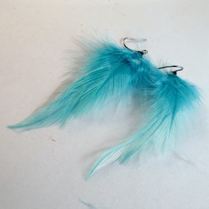 extra small baby blue feather earrings dangler natural feathers image 3