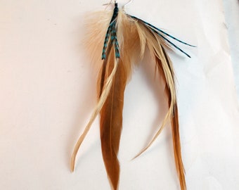 Feather earrings hand made Color me natural blue grizzly. Natural feathers real feathers