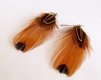 Natural Pheasant feathers earrings real feathers