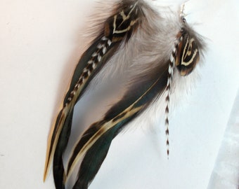 natural feathers boho hippie  feather earrings hand made natural feathers real feathers