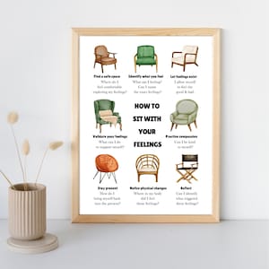 Therapy Poster Sit With Your Feelings Therapy Office Decor Gift Counsellor Office Art Mental Health Poster Emotions Processing Print