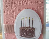 Items similar to Birthday Cake Card - - Happy Birthday - Shell Pink