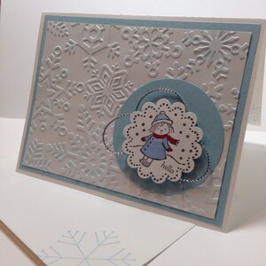 Bonjour ami Petite Fille Flocon de neige carte de voeux - Blank Inside