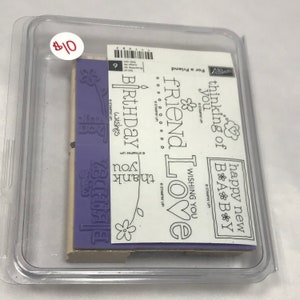 Pour un ami - Ensemble d’tampons en caoutchouc - TOUT NEUF - Stampin Up - Support en bois - Démonté