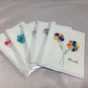 Merci - Carte de vœux faite à la main avec des fleurs au crochet - Votre choix de couleur